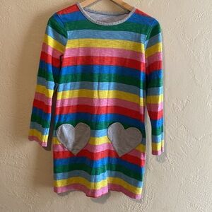 Mini Boden Girl’s Rainbow Heart Pocket Dress Size 11-12